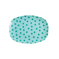 Mint with Green Dot Print Small Rectangular Melamine Plate Rice DK